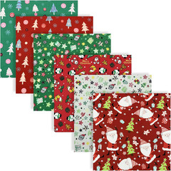 6 Pieces Christmas Fabric Fat Quarters 19.7X19.7Inch Cotton Quilting Fabric Bund