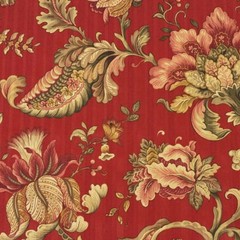 Vintage Mill Creek ROUGE RED Floral Cotton Drapery Pillow Fabric – 31″ Length