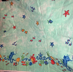 Novelty Under the Sea Border Print Seahorse Scallops Starfish Coral & Fish BTHY
