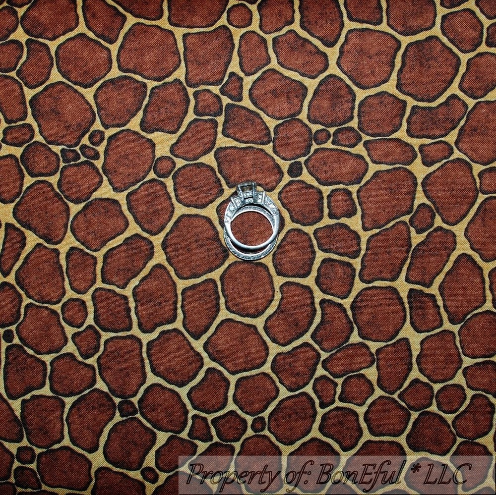 BonEful Fabric FQ Cotton Quilt Brown African Giraffe Skin Print Jungle Safari US