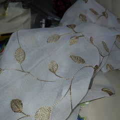 Lot Of embroidered embellishment remnants and fabrics pieces