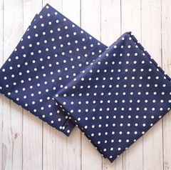 Dark Blue and White Polka Dot Cotton Fabric 2 pieces = 3 7/8 yards