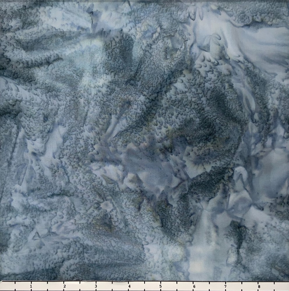 1 Yard Cut of Lunn Fabric Handpaint 100% Cotton 1346 Shadow Grey Blue Storm