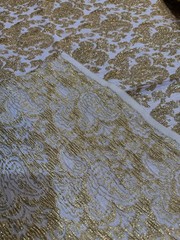 Vintage 1960’s Brocade Fabric in Gold Thread Floral Design -5 1/2 yards