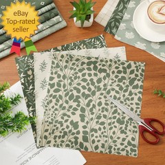 32Pcs Sage Green Floral Cotton Fabric Bundles 10 X 10 Inch Greenery Fabric