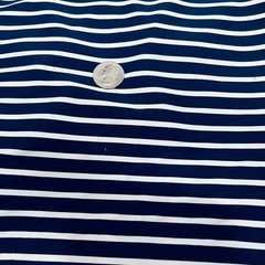Swimwear Fabric Spandex Stretch Nylon Navy Blue & White Stripes print by Yard