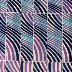 5 1/2 Yards Geometric Striped Curvy Purple Blue Stretch Knit Fabric 60″ W