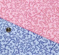 Blue Pastel Vines Scroll Floral Flower Cotton Quilting Fabric 1 3/8 yards only