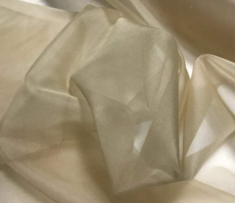 Beige – 100% Silk Organza Fabric 54″ wide