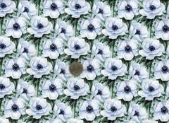 Remnant of Fabric Fat Eighth 9X21 for Crafts, Quilting, White Floral