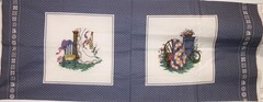 Quilt Scene 2 Block Panel Stone Blue Border Log Cabin Quilt Blocks Fabric 17″