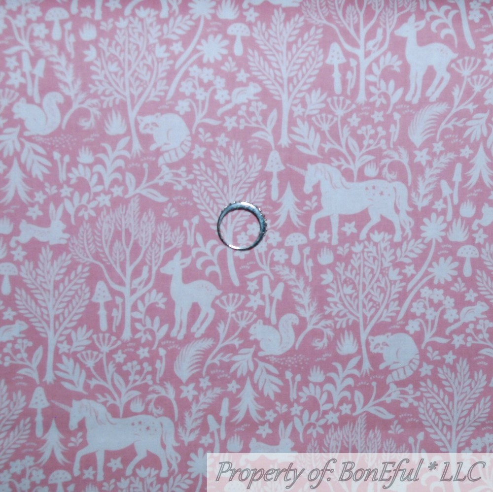 BonEful Fabric FQ Cotton Quilt Pink White Flower Damask Unicorn Deer Tree Garden