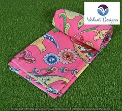 10 Yard Indian Hand Block Floral Print Pure Cotton Running Fabric Pink