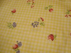 1 of 10 Yds Suburban Fabric Delightful Gingham Check fruit Yellow Drapery 54″w