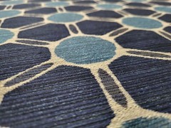 Tommy Bahama Blue Navy Geometric Circle Spot In/Outdoor Grid Pattern Uph Fabric