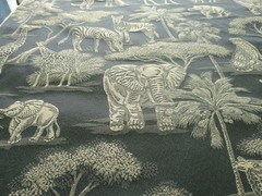 Vintage Jacquard Safari Animals Lush Palms Black/Greys/ Beiges High End BTY 3D