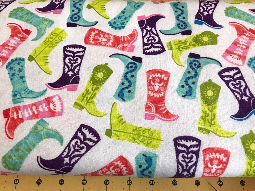 Cowboy Boots Flannel fabric Sold By The Yard #1456