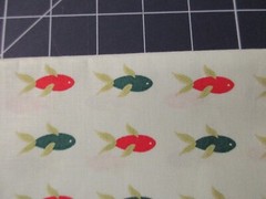 1 Fat Quarter New Cotton Fabric Red & Green Fish on Light Aqua Approx 18″ x 21″