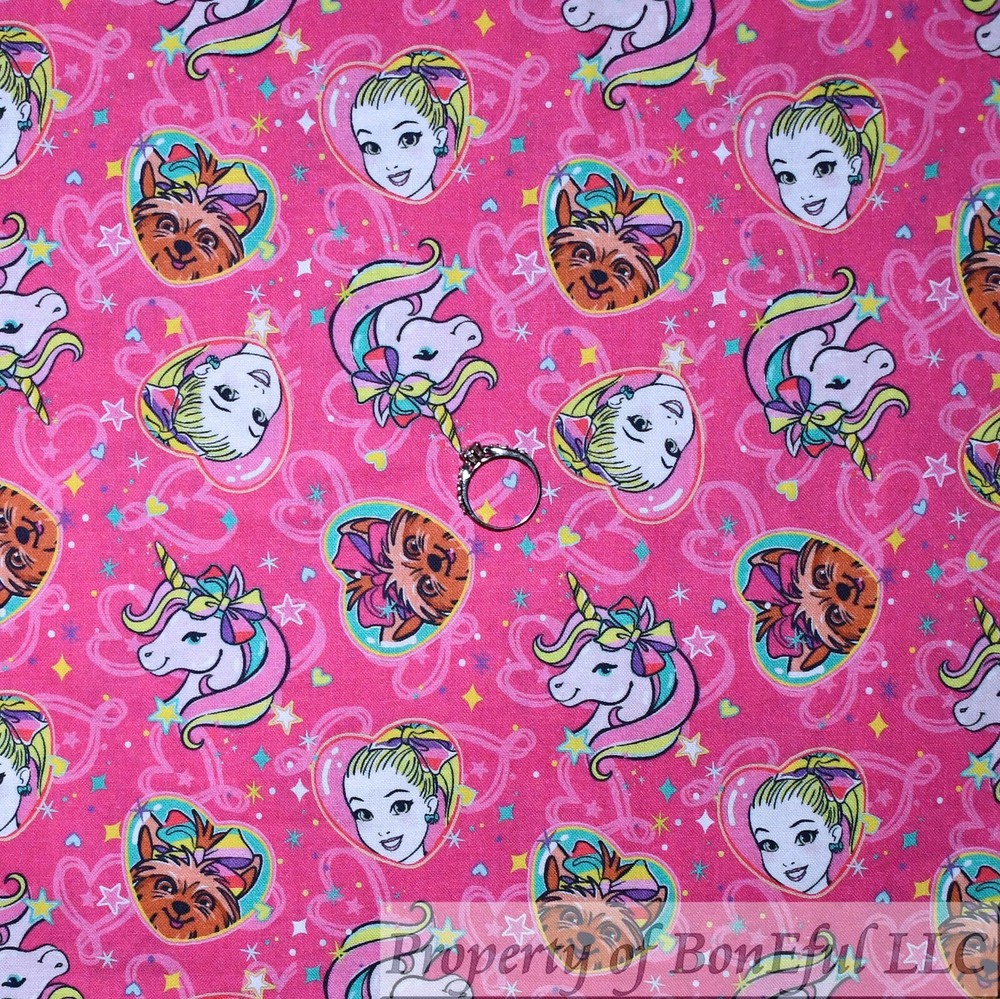 BonEful Fabric FQ Cotton JoJo Siwa Girl Pop Star Music Unicorn Dog Heart LBGT US