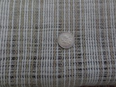4867. TAN & WHITE OPEN WEAVE Nylon or Polyester Blend DRAPERY FABRIC – 45″ BTY