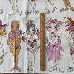 BATHETTES 2008 Loralie Harris Fabric 24×44 Pink Bathing Beauty Pin Up Girls