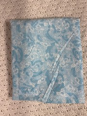 Vintage Blue White Flocked Swiss Dot Floral Fabric Pinafore Dress 44” X 128”
