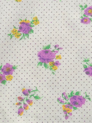 3.5 yds VTG Lilac Purple Orange-Yellow Green Beige Pin Dots Cotton Fabric Floral