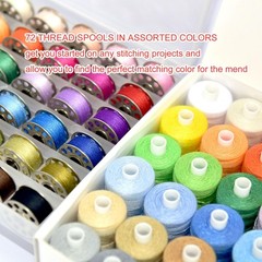 72Pcs 36 Colors Prewound Metal Bobbins and Thread Spools for Hand & 36