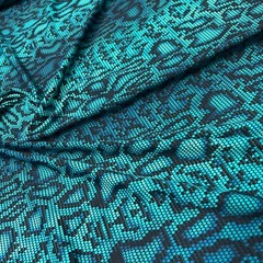 Blue Snake Animal Print Spandex Fabric Stretch by Yard for Swimwear Sportwear