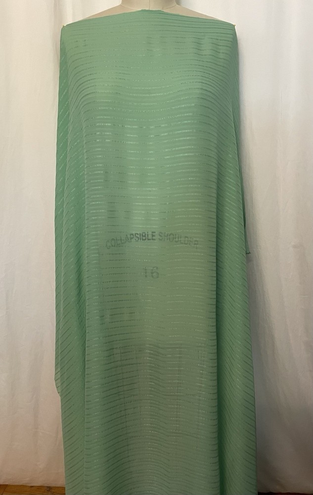 100% Silk Georgette 3D Textured Rib Stripe Sage Green Fabric 1 Yd 11″ Long 56″W
