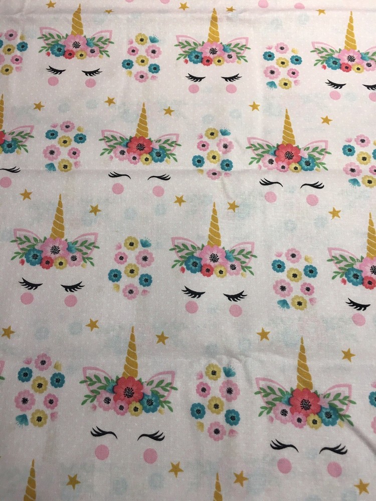 Novelty Prints Cotton Fabric – Pretty Pink Unicorn – 1 Yard (36”x44”)