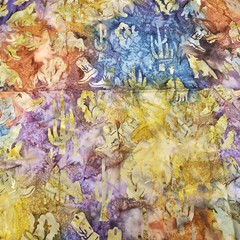 Western Batik Fabric 1/2 Yard Cowboy Boots Cactus Quilting Colorful