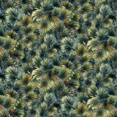 Elizabeth’s Studio Landscape Medley 19003E Green Pine Needles Cotton Fabric