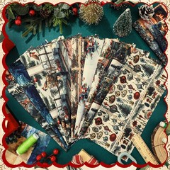 Ganeen 60 Pcs 10 x 10 Inch Vintage Christmas Quilting Fabric Multicolor