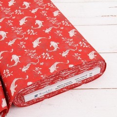 Threadart Cotton Quilting Fabric By The Yard – Vintage- Red Koi Fish
