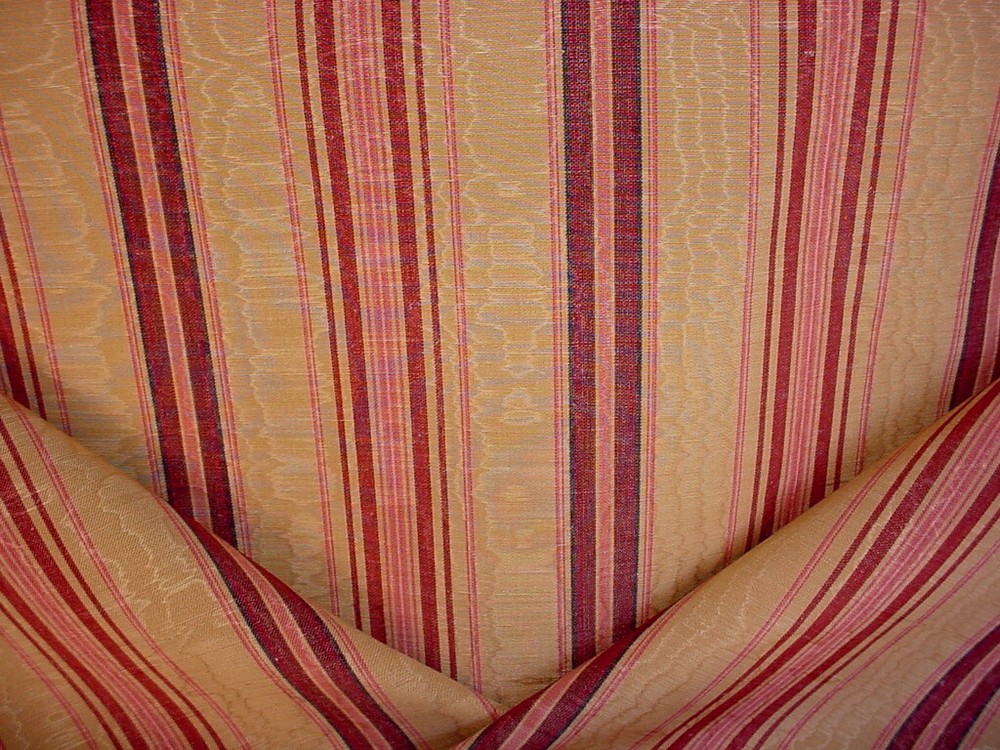 2-5/8Y GP & J Baker J0656 Meredith Gold Rosewood Moire Stripe Upholstery Fabric