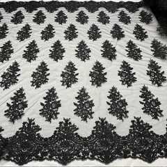 Bridal Sequin Lace Floral Embroidery Polyester Mesh 51 Inch Wide Fabric