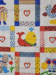Vtg 1978 Pattern Rights Inc Applique Cheater Quilt Cotton Fabric 55×43″ Hoot Owl