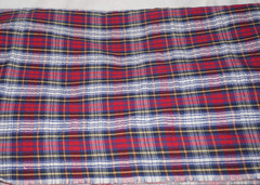 2yd x 42″, Unbranded, “Red Plaid w/ Ruffle Texture White Stripes”, Cotton Fabric