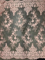 Teagan BLUSH PINK Damask Design Embroidered on Mesh Lace Fabric by the Yard – 1