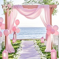Pink Wedding Arch Chiffon Draping Fabric Sheer Curtain Backdrop 29 In x 20 Ft