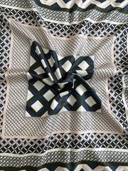 LANCEL Paris 1876 MOTIF GRAPHIC Print 100% SILK Square Scarf Foulard Fabric