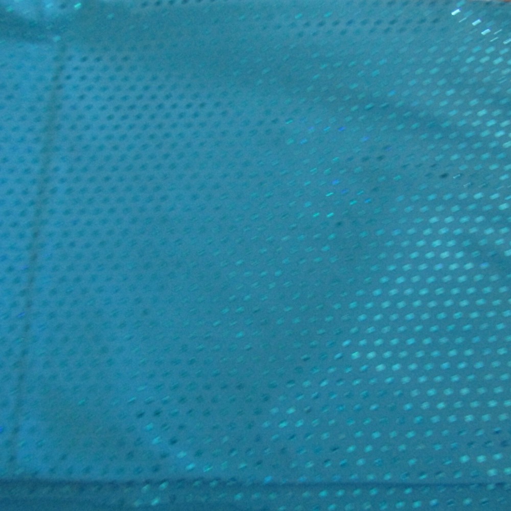 Turquoise Spandex Knit Swimwear Fabric with Metallic Dots 4-Way Stretch