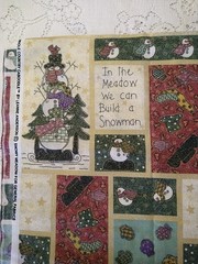 REMNANT Snowy Meadow Whole Country Caboodle Cotton Fabric Snowman Squares 12×22″
