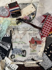 slow stitch junk journal kit HANDMADE Dairy Farm Vintage & Modern Lace , Fabrics