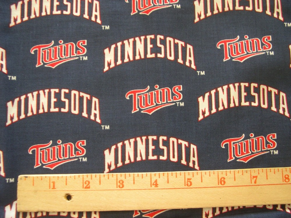 MINNESOTA TWINS MLB COTTON FABRIC 1/4 YARD X 57″ for Mask FREE SHIP New 9″ X 57″