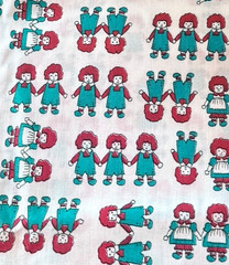 Vintage Raggedy Ann & Andy Fabric 2 yds x 44″ New Unused