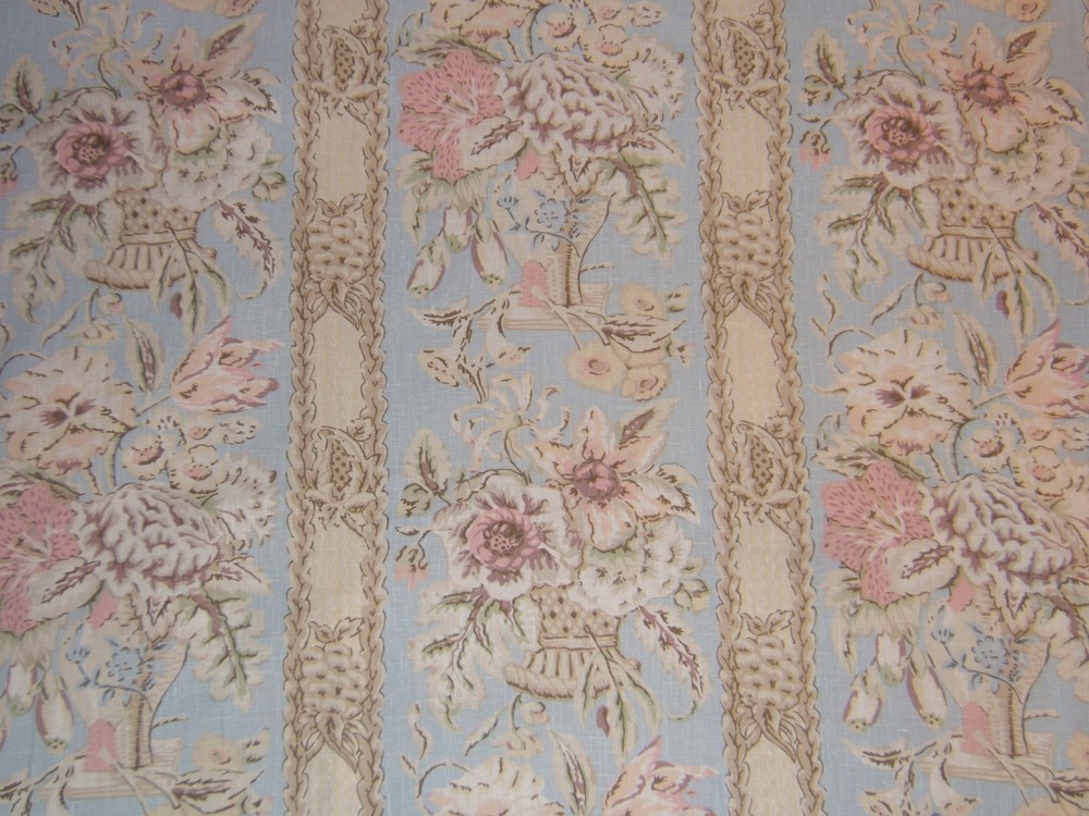 Laura Ashley, Springdale, Floral Stripe with Urns, BTY, Color Glacier Multi