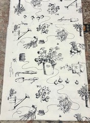 Ralph Lauren Home Fabric Garden Shop Toile RARE +/- 3 YDS Wide Width Cream Black