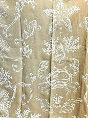 Sea Star Crab Coral Designer Upholstery Fabric Reversible 2-Side Brown Brige 27″